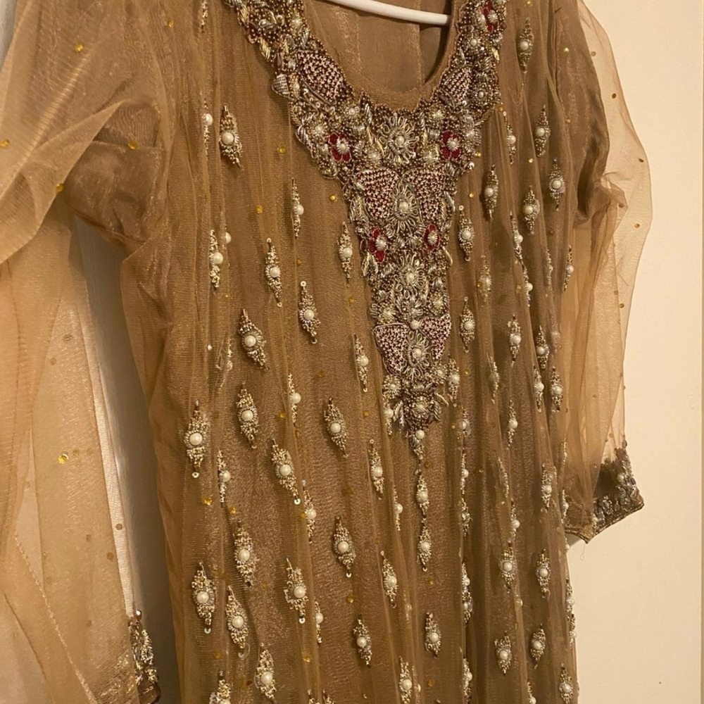 Embellished Gold Dress with Intricate Beading